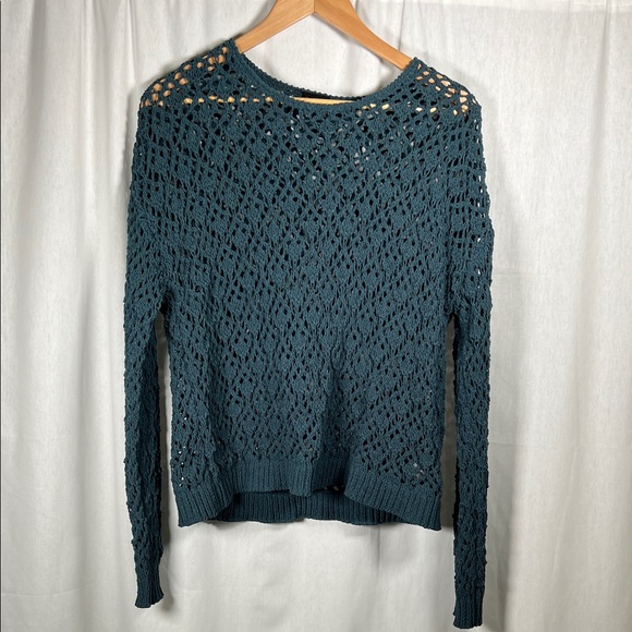 Elegant Teal Open-Knit Women's Sweater - Picture 1 of 1